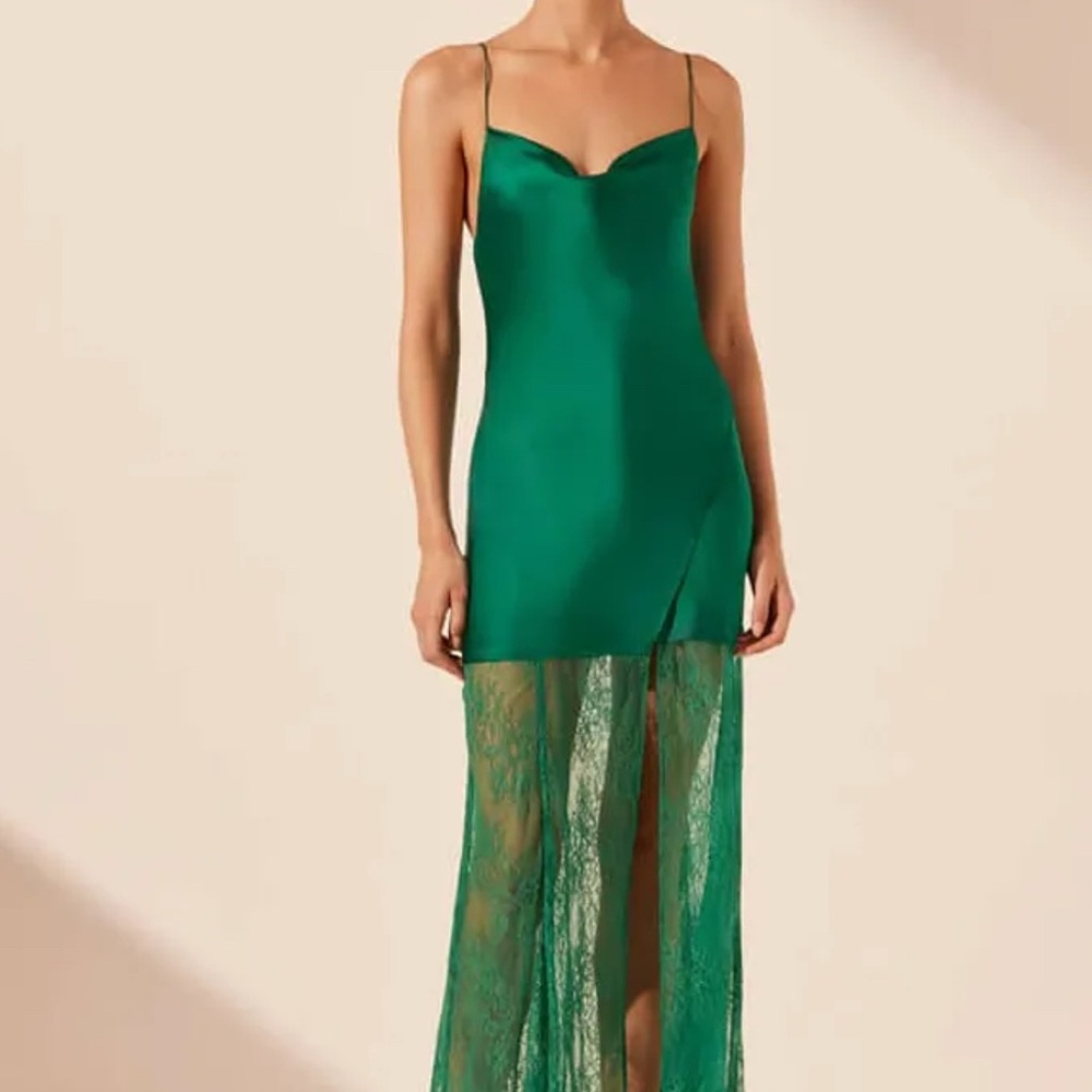 Shona Joy Vibrant Green Silk Dress
